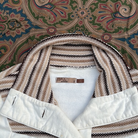 PRANA ROWEN Knit Woven Trim Long coat
Button down cotton stretch cream& brown S - Picture 6 of 10